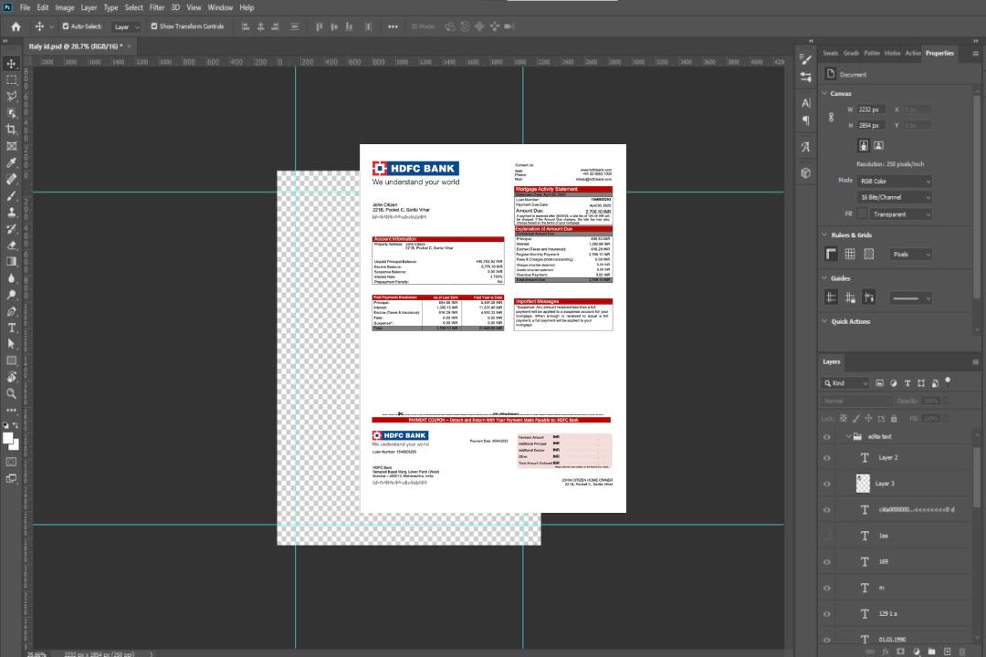 Modèle Word et PDF de relevé hypothécaire de la banque HDFC en Inde template